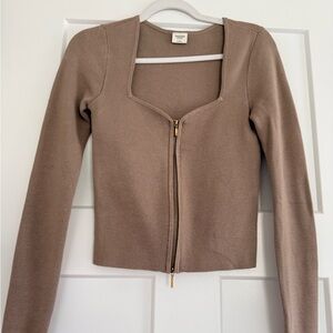 Abercrombie Zip Front Sweater Top - Size Small